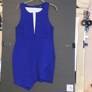 Royal blue low v cut dress